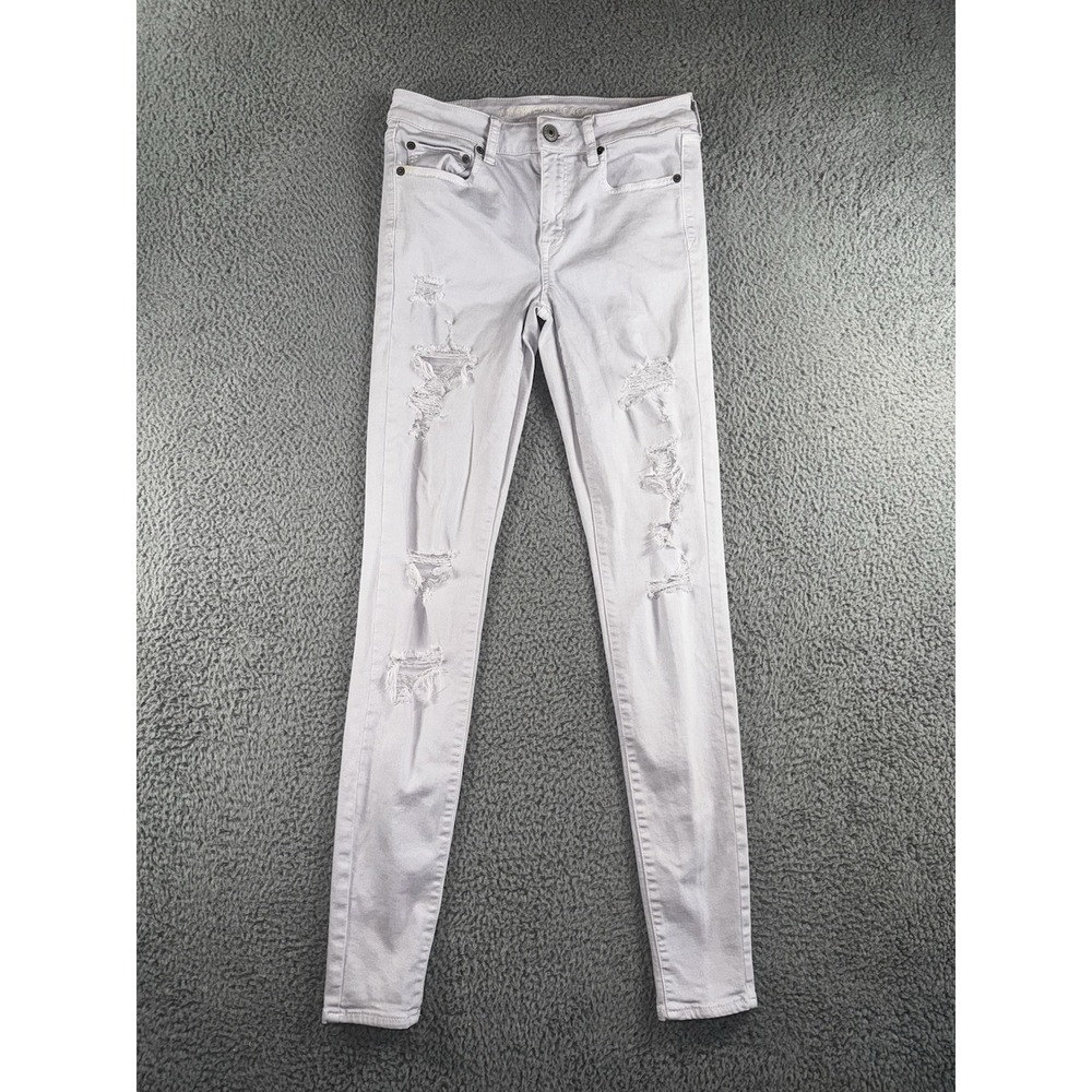 American Eagle Jeans Women 6 X Long Distressed Skinny‎ Lilac Denim Pants